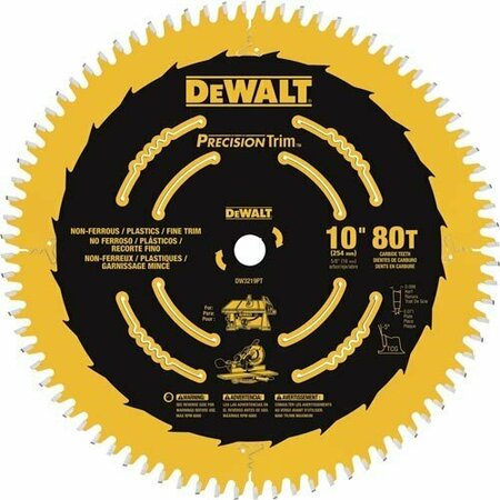 DEWALT Circular Saw Blades, 10in. 80T TCG ALUMINIUM / PLASTIC / FINE TRIM DW3219PT